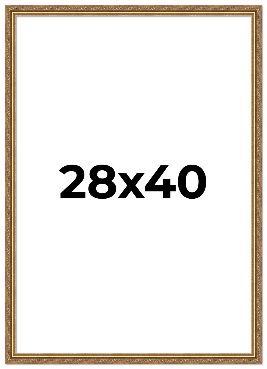 28x40 Antique Gold Bronze Wood Picture Frame - UV Acrylic, Foam Board Backing, Hanging Hardware